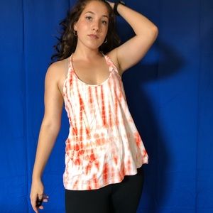 Carefully Dyed Orange Tank with detailed back